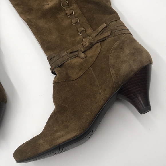 NINE WEST Nwadele Dark Green Suede Knee Boots - Picture 9 of 13